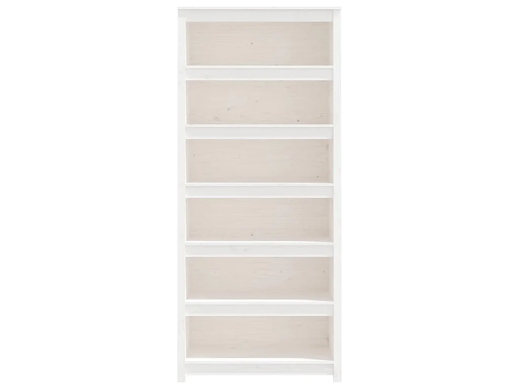 Libreria Bianca 80x35x183 cm in Legno Massello di Pino