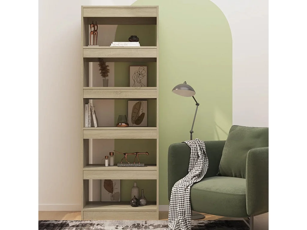 Bibliothèque/séparateur de pièce chêne sonoma bois d'ingénierie