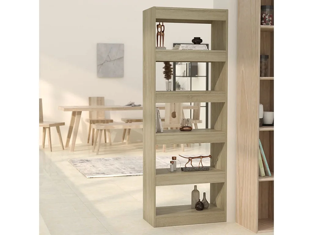 Bibliothèque/séparateur de pièce chêne sonoma bois d'ingénierie