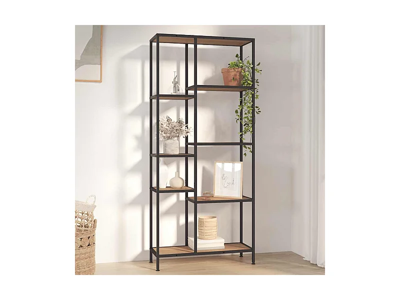 Étagère à livres 80x30x180 cm Acier et bois d'ingénierie