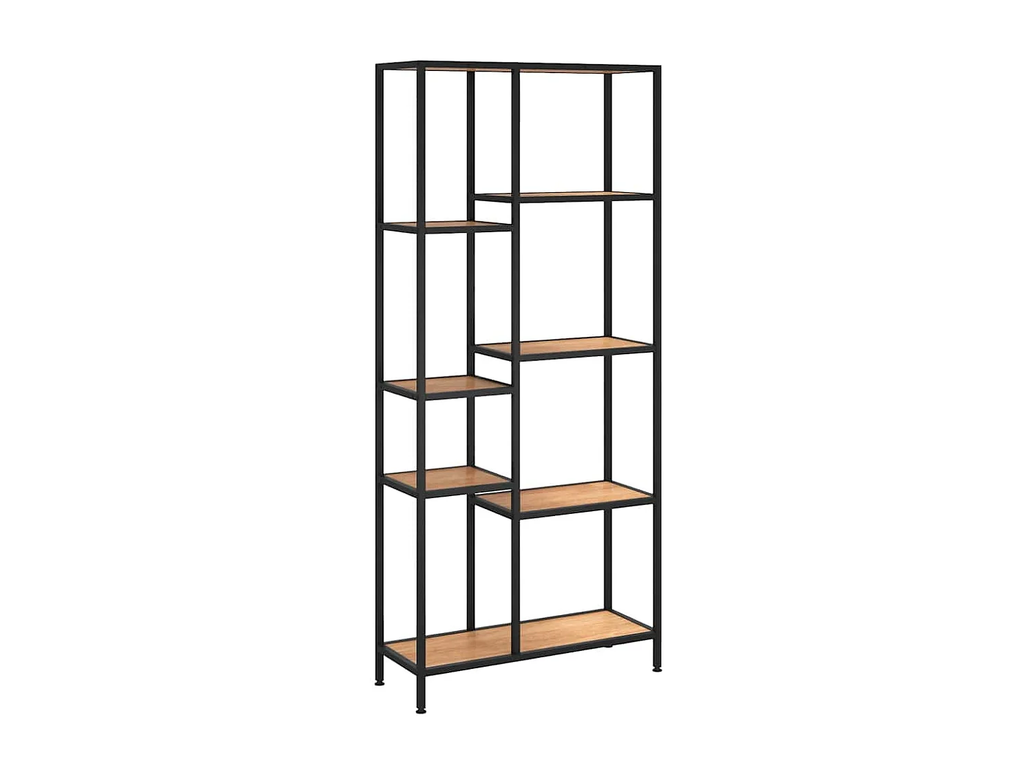 Boekenkast 80x30x180 cm staal en bewerkt hout