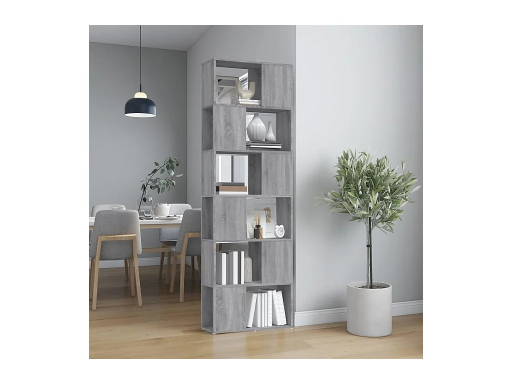 Bücherregal/Raumteiler Grau Sonoma 60x24x186 cm