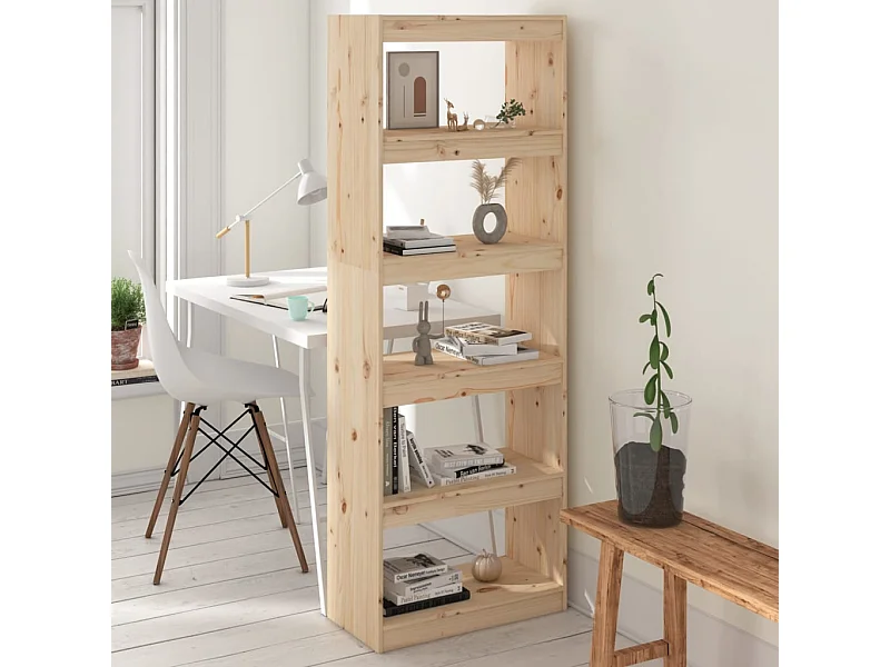 Libreria/Divisorio Grigio 60x30x167,5 cm in Massello di Pino