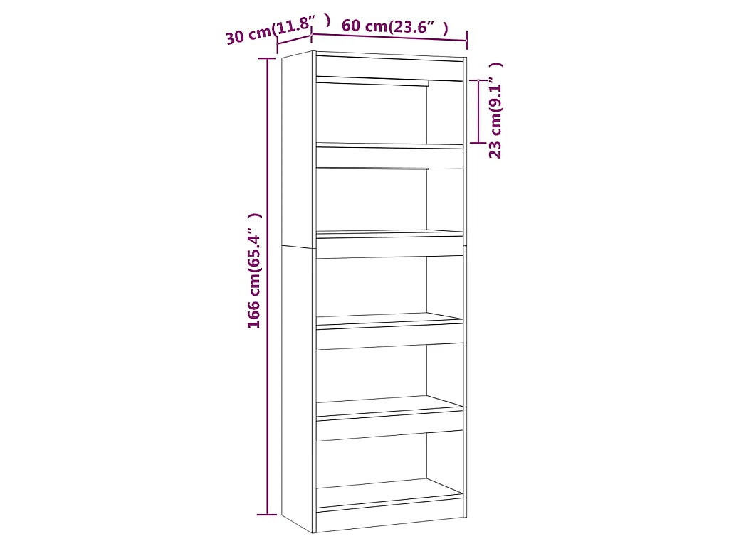 Bibliothèque/Séparateur de pièce Chêne fumé Bois d'ingénierie