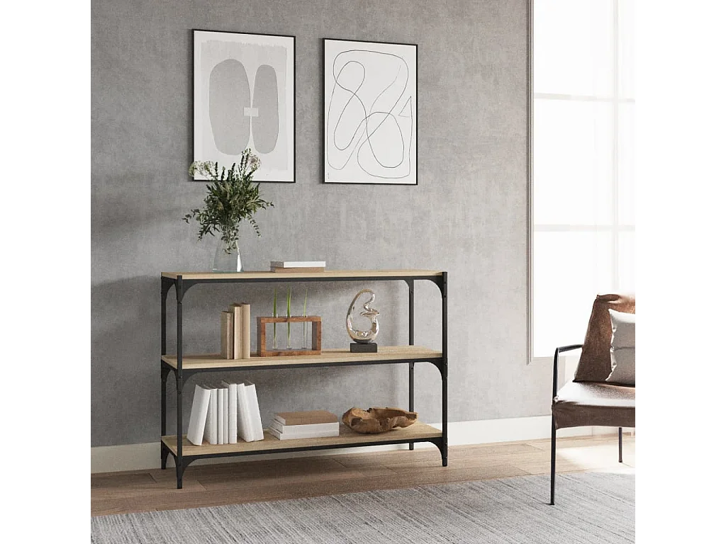 Bibliothèque Chêne Sonoma 100x33x70,5cm Bois d'ingénierie acier
