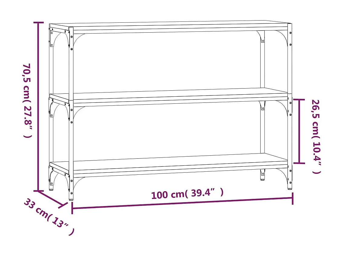 Bibliothèque Chêne Sonoma 100x33x70,5cm Bois d'ingénierie acier