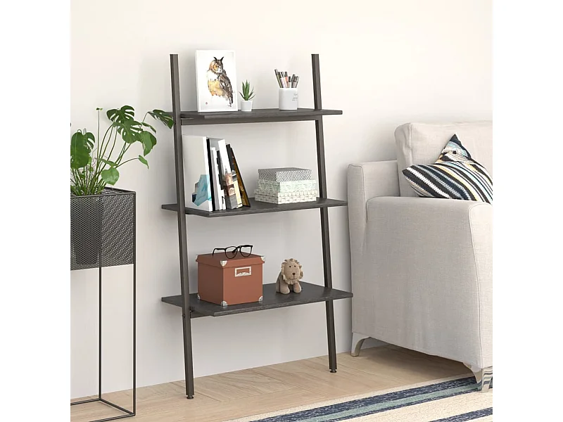 Leiterregal mit 3 Böden Schwarz 64x34x116 cm