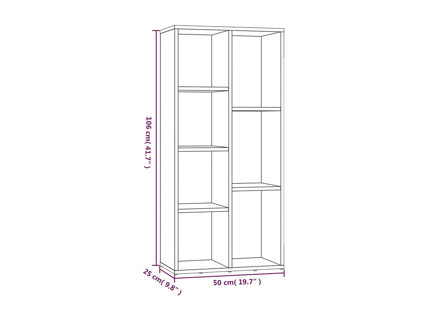 Estante 50x25x106 cm cinzento sonoma