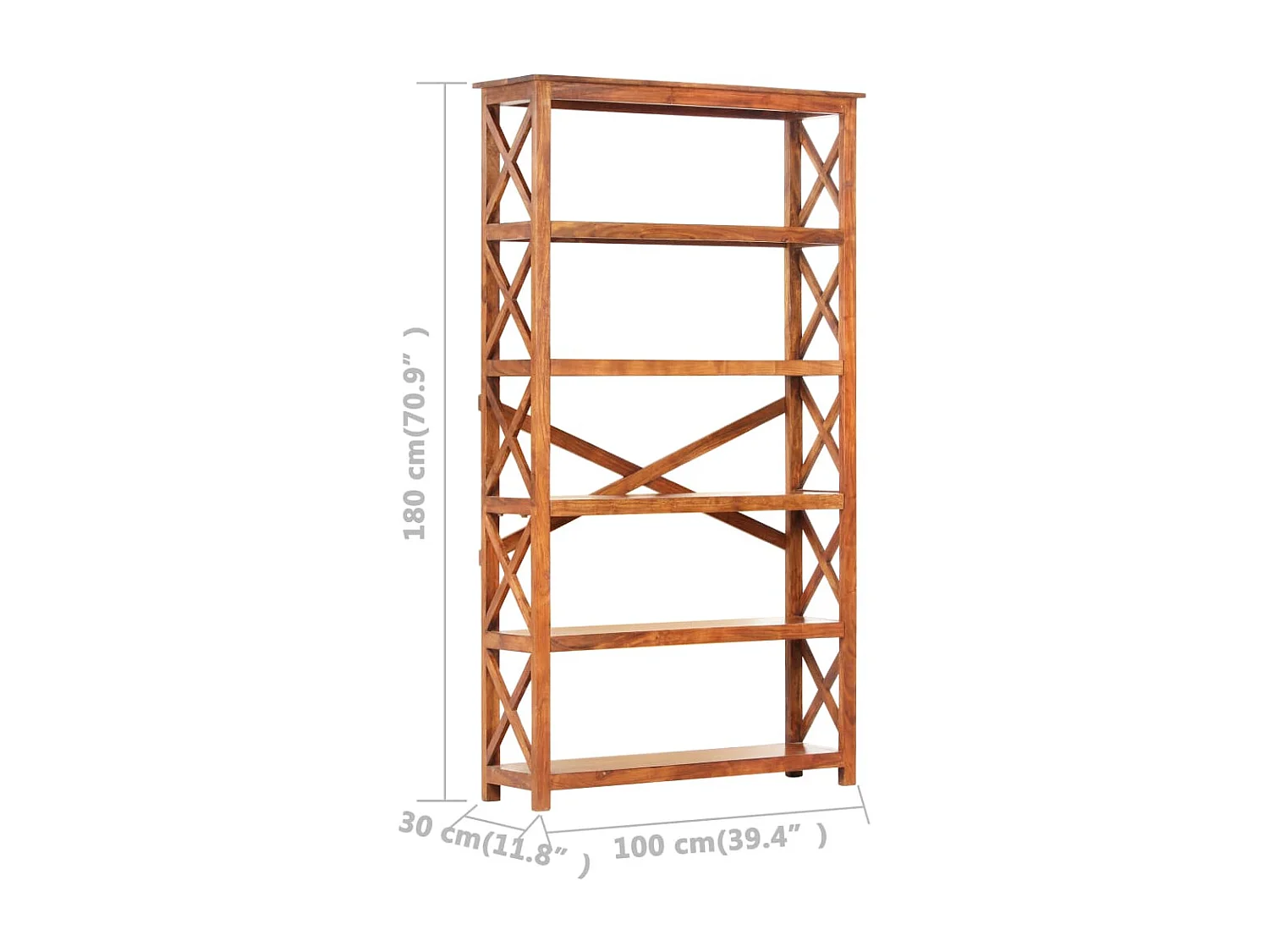 Boekenkast 100x30x180 cm acaciahout met honingafwerking