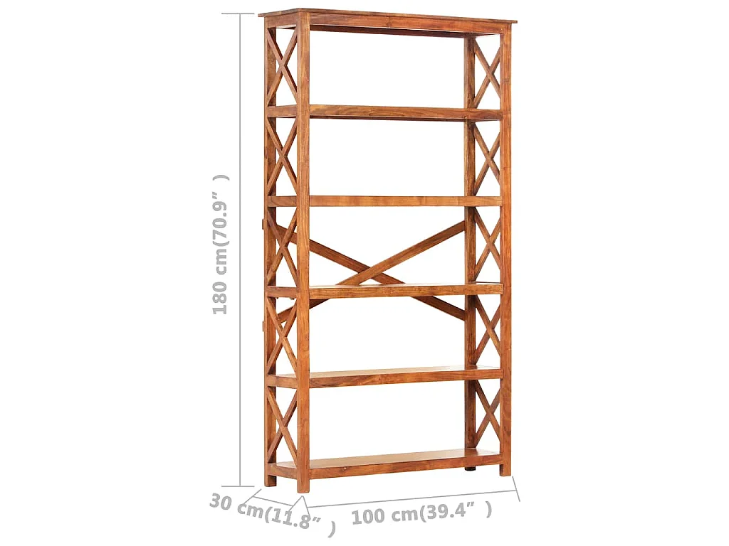 Bibliothèque 100x30x180cm Bois massif d'acacia et finition miel