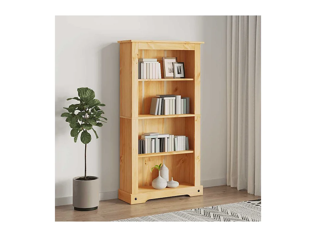 Bibliothèque 4 niveaux Gamme Corona Pin mexicain 80x29x150 cm