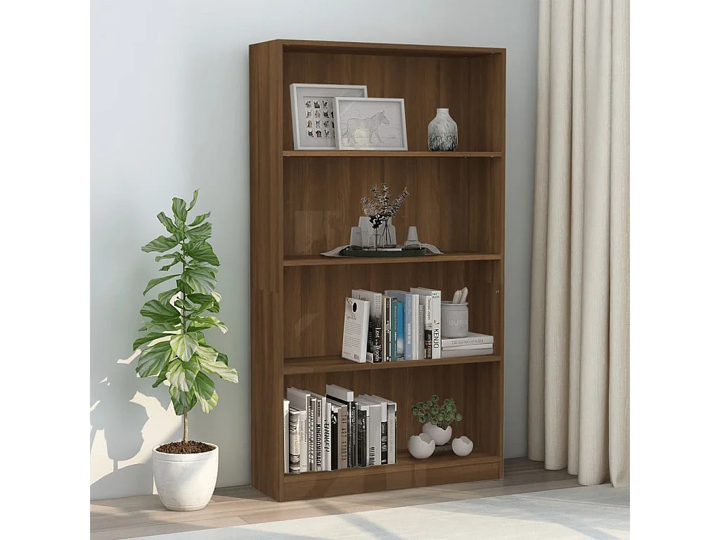 Bibliothèque 4 niveaux Chêne marron 80x24x142cm Bois ingénierie