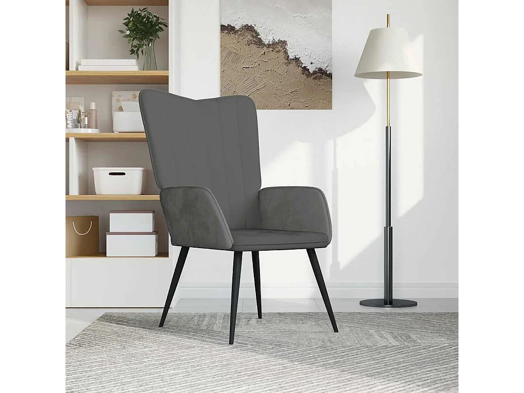 Chaise de relaxation Gris foncé Velours