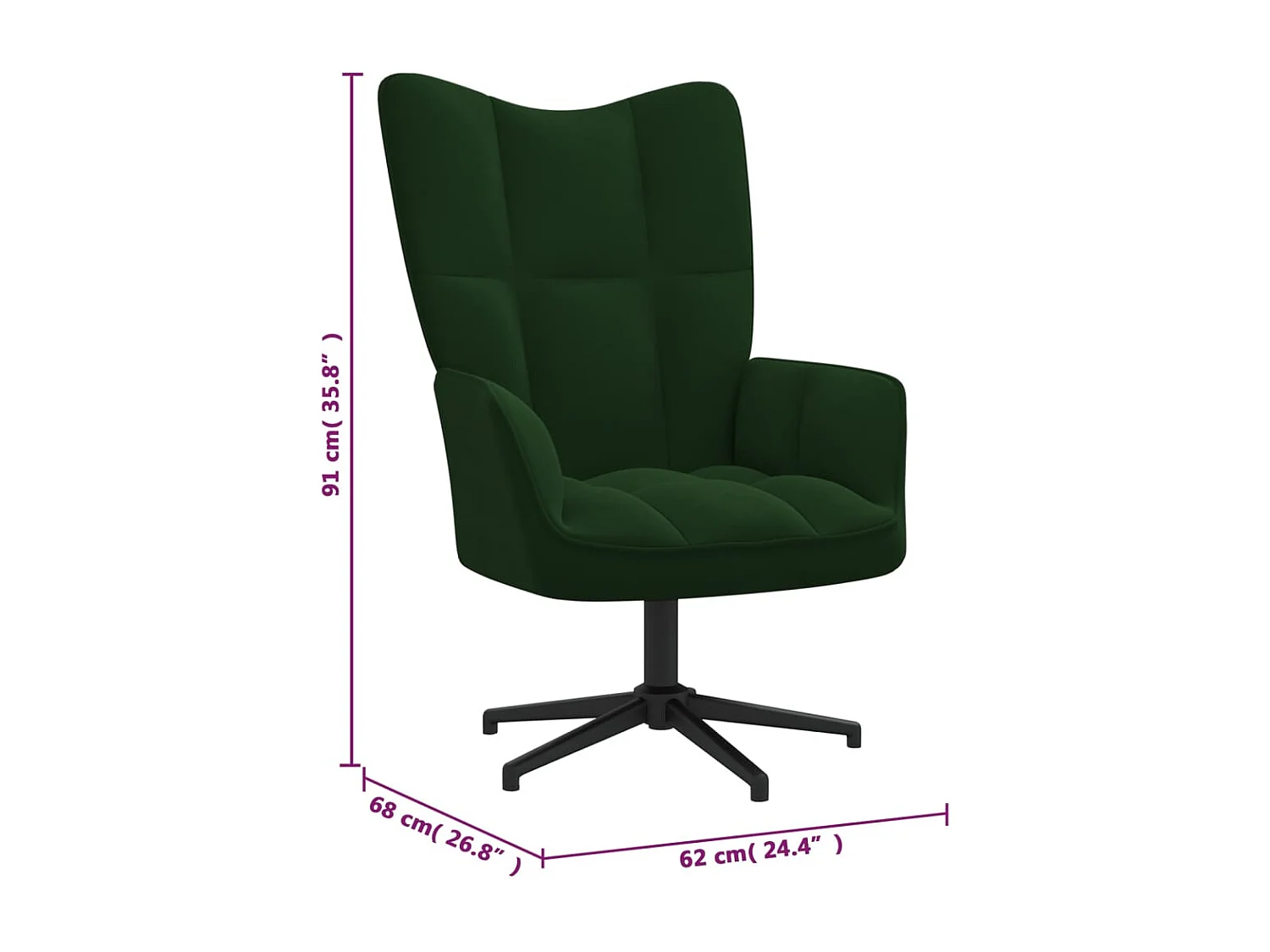 Sillón de relax de terciopelo verde oscuro