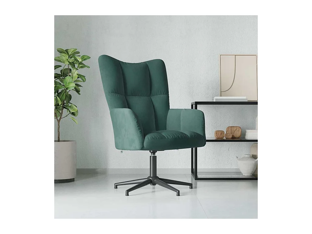 Chaise de relaxation Vert foncé Velours