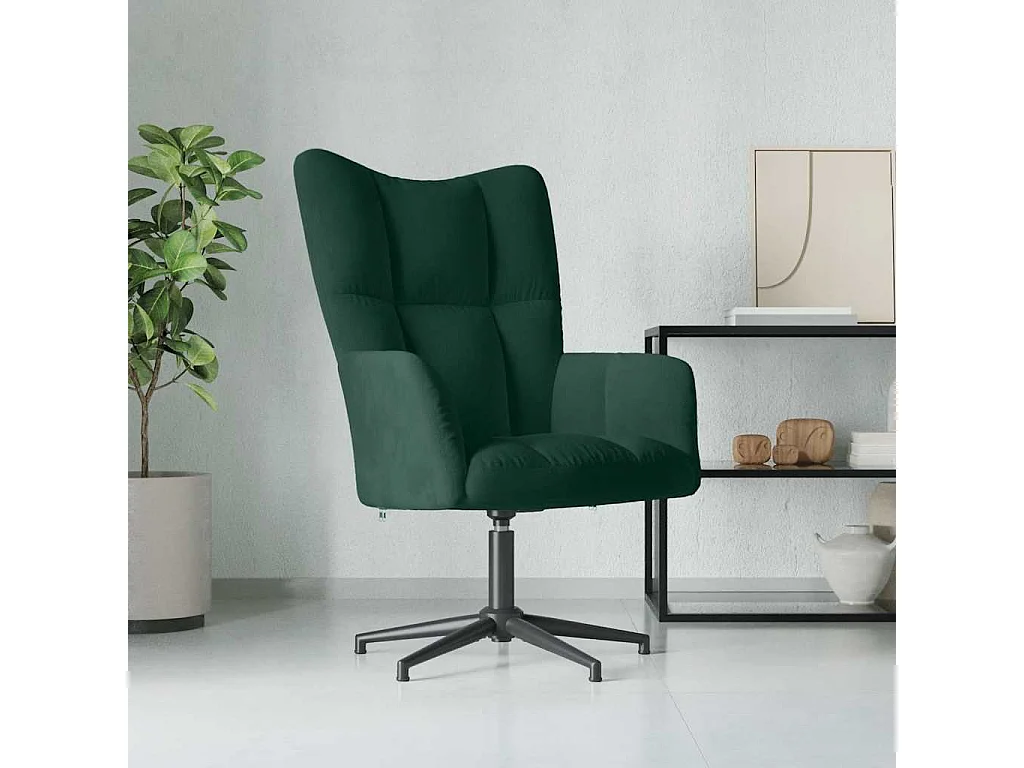 Chaise de relaxation Vert foncé Velours
