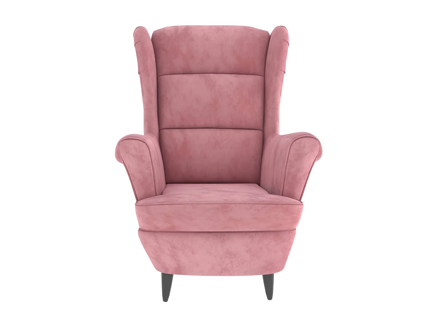 Fauteuil à oreilles avec tabouret rose velours