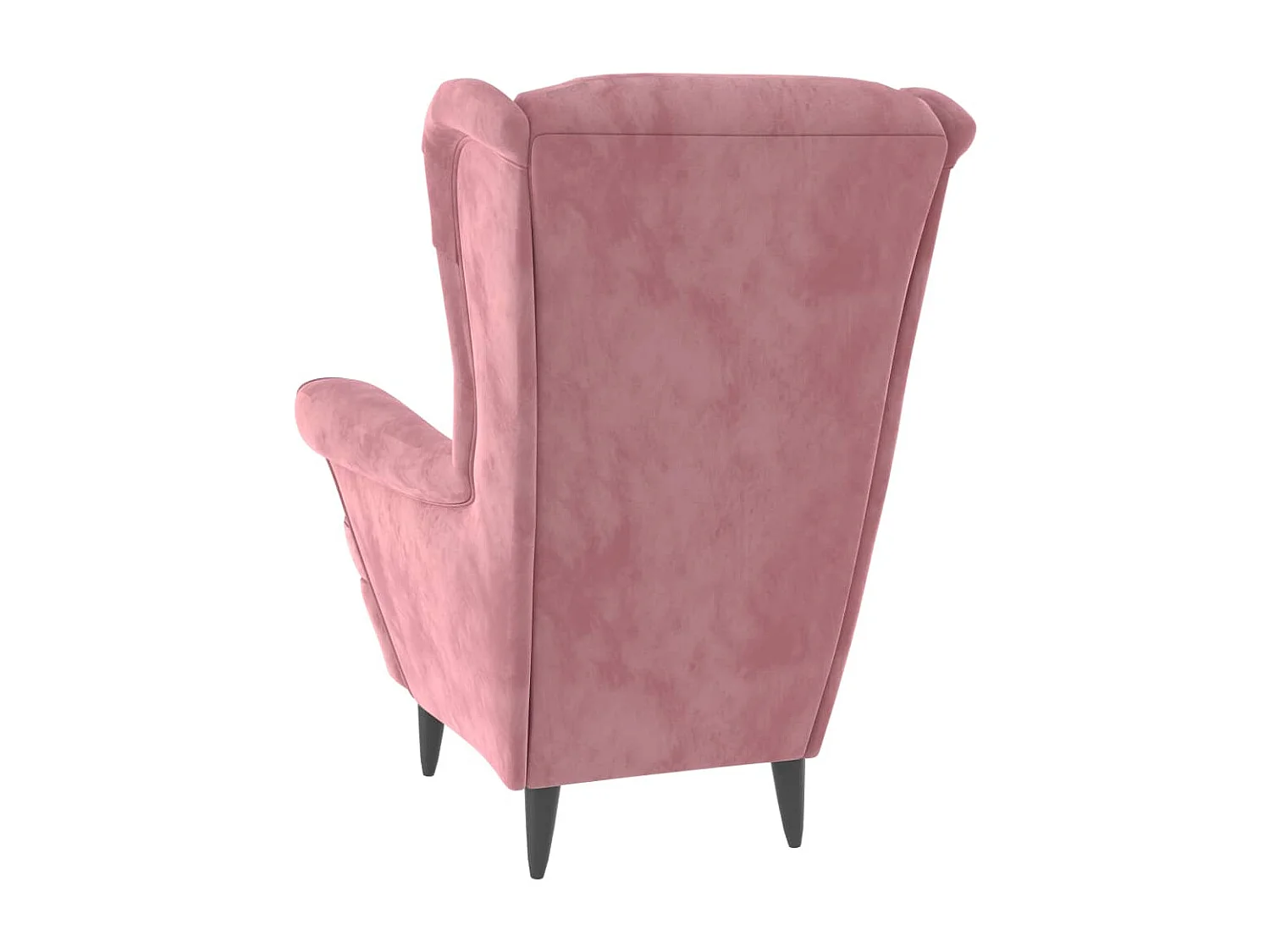 Fauteuil à oreilles avec tabouret rose velours