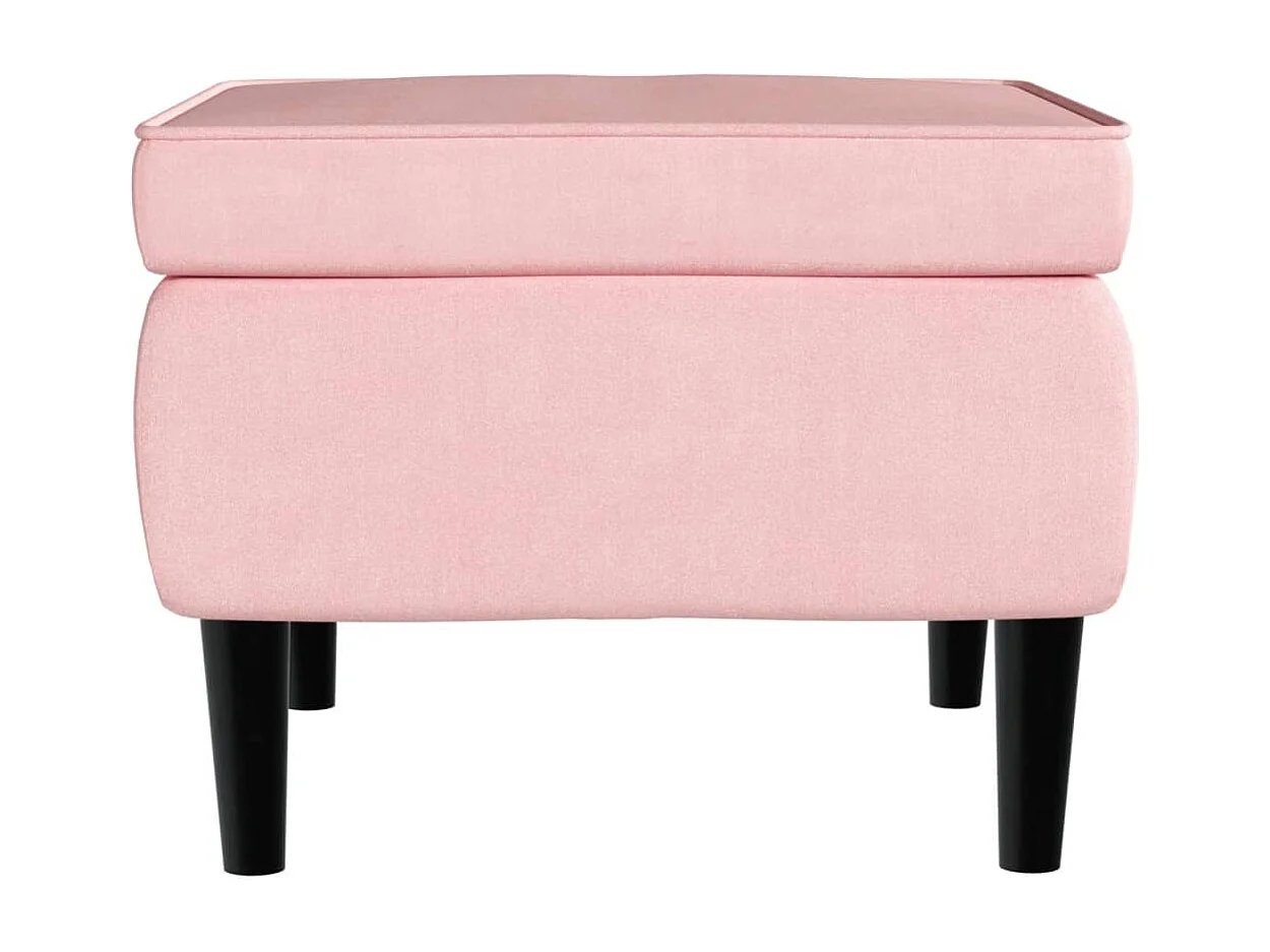 Fauteuil à oreilles avec tabouret rose velours