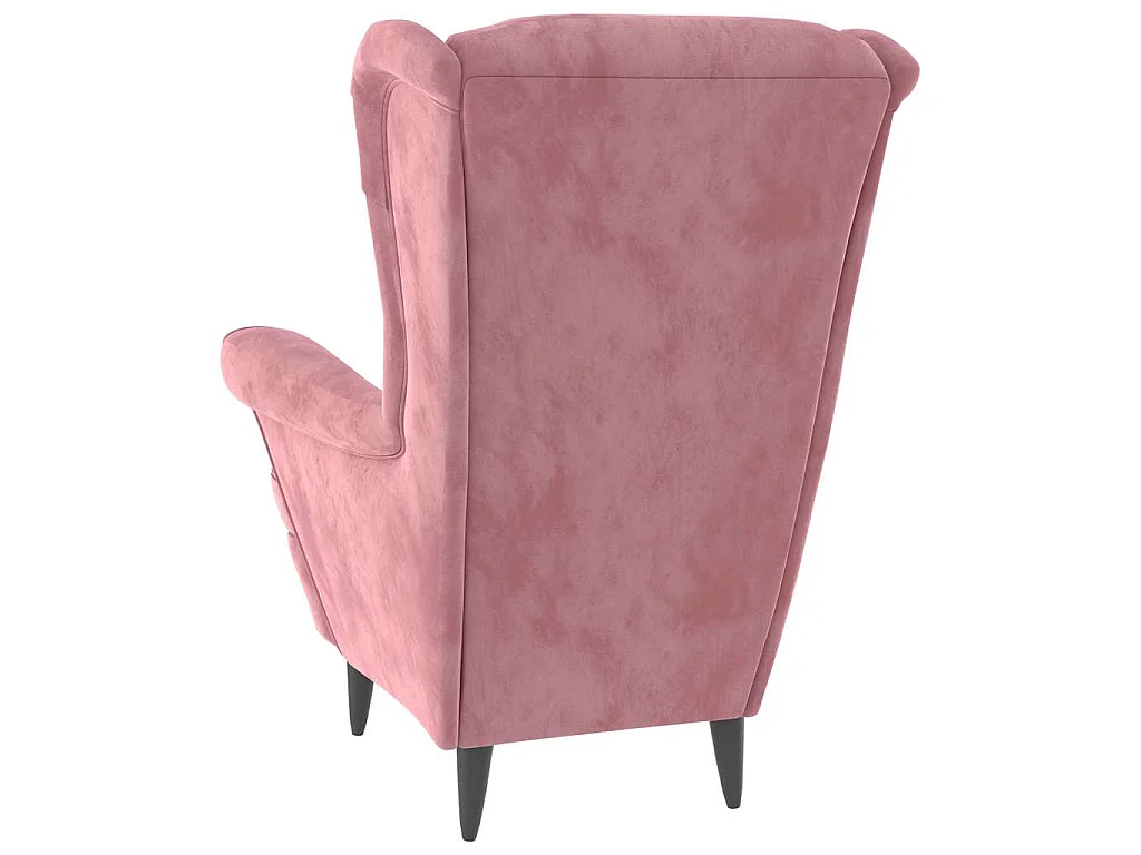 Ohrensessel mit Hocker Rosa Samt