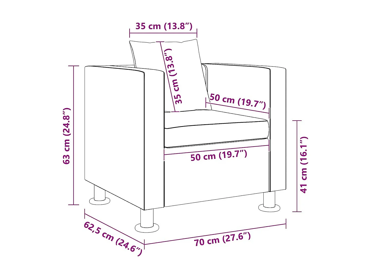 Sessel Weiß Kunstleder