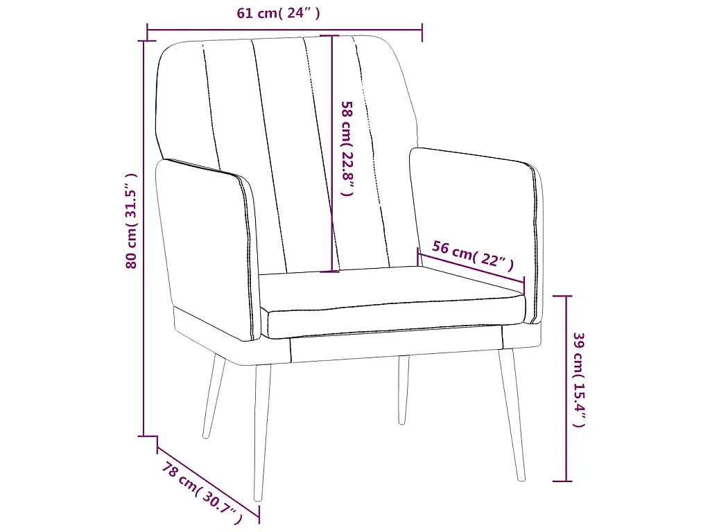 Sessel Schwarz 61x78x80 cm Kunstleder