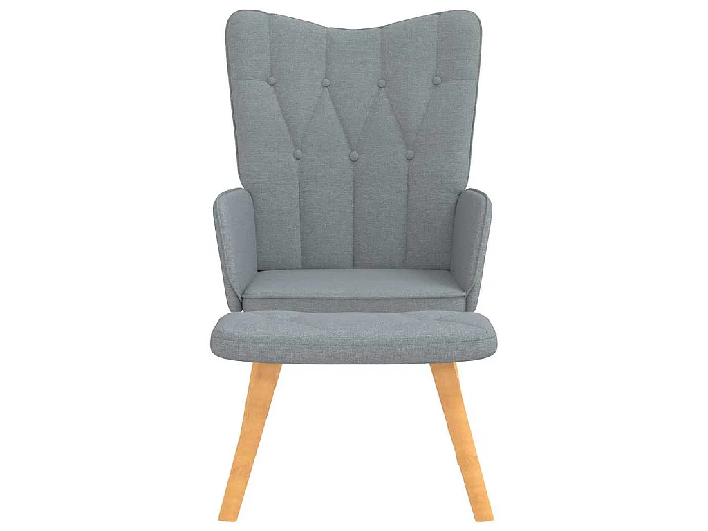 Relaxsessel mit Hocker Hellgrau Stoff