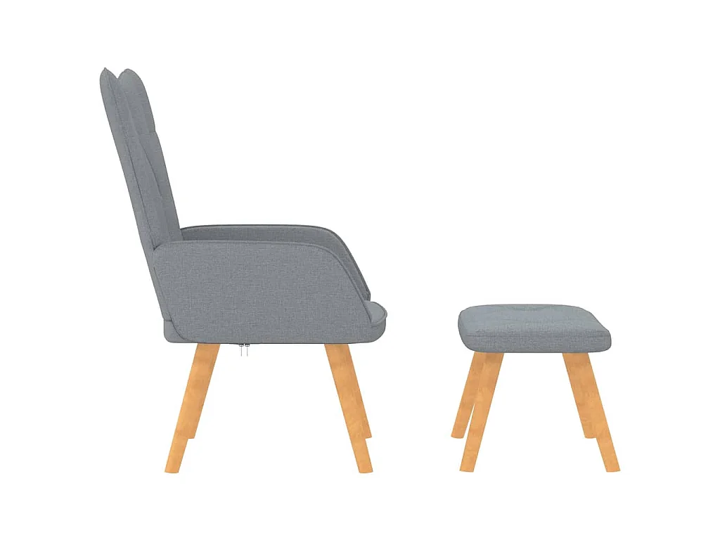 Relaxsessel mit Hocker Hellgrau Stoff