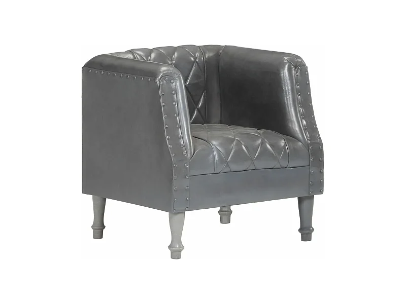 Poltrona a Pozzetto Grigia in Vera Pelle di Capra
