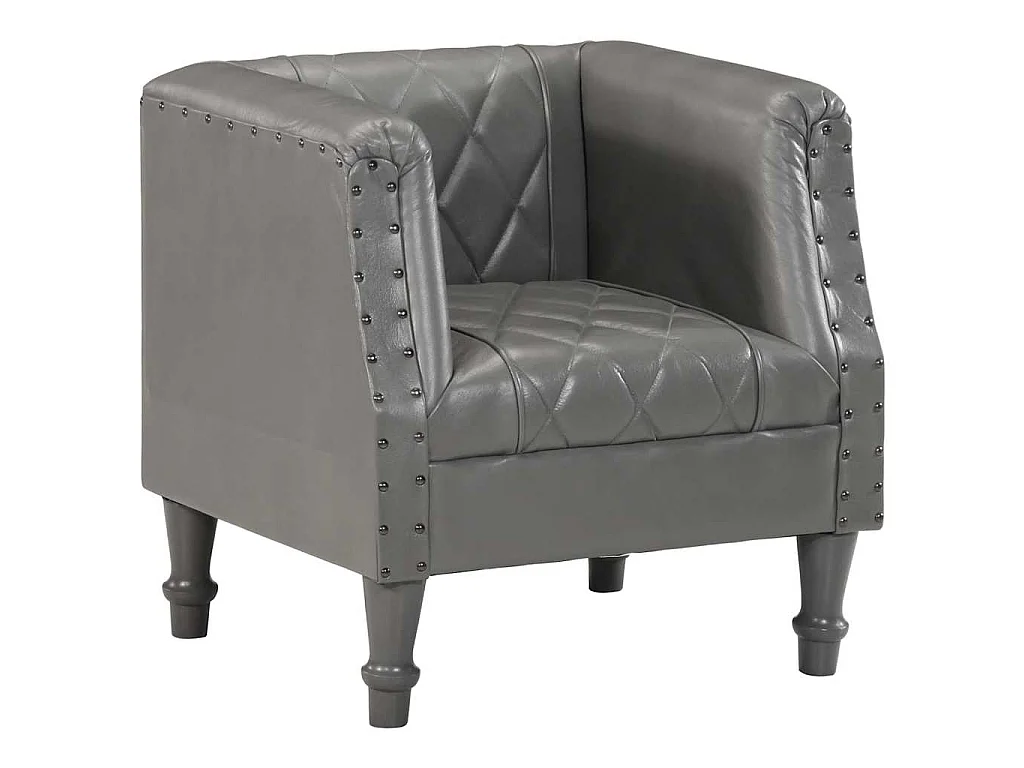 Chaise cabriolet Gris Cuir véritable de chèvre