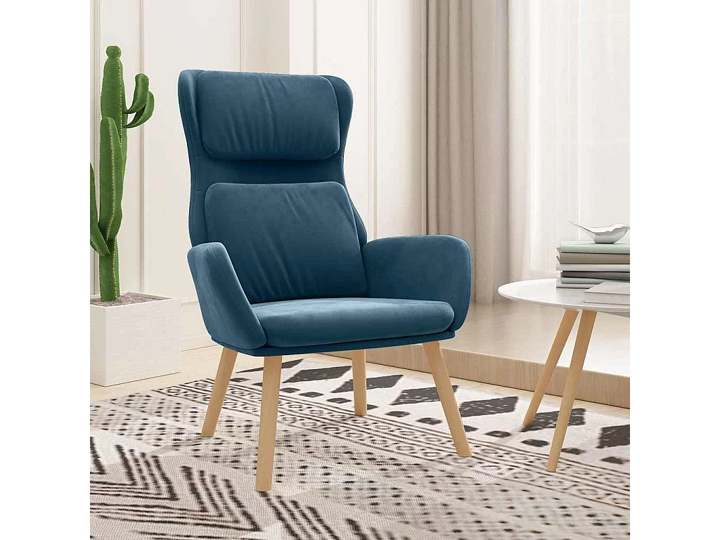 Chaise de relaxation Bleu Velours