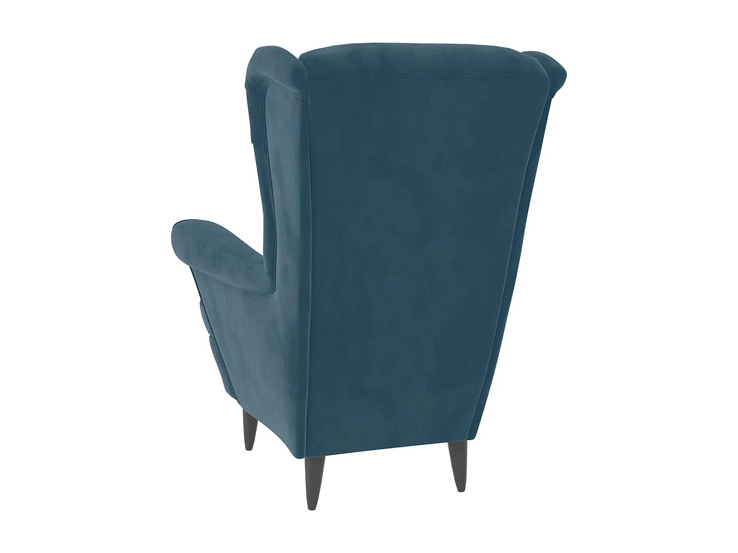 Fauteuil à oreilles avec tabouret bleu velours