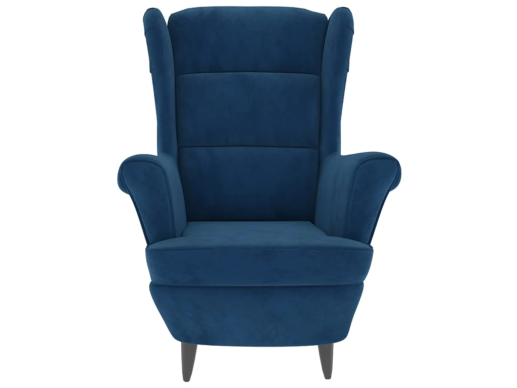 Fauteuil met voetenbank fluweel blauw