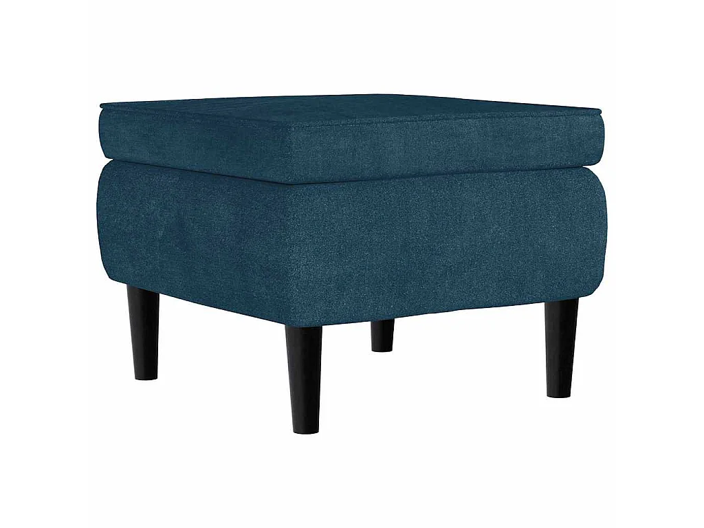 Fauteuil à oreilles avec tabouret bleu velours
