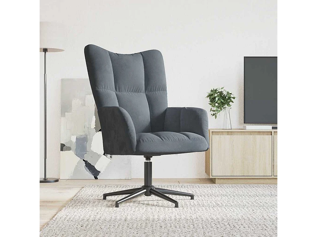 Chaise de relaxation Gris foncé Velours