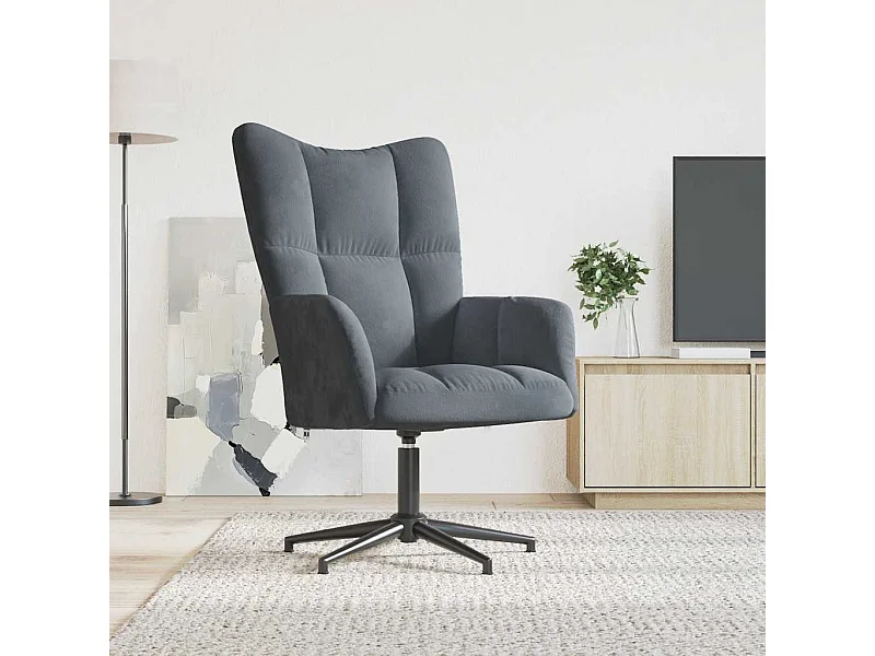 Chaise de relaxation Gris foncé Velours