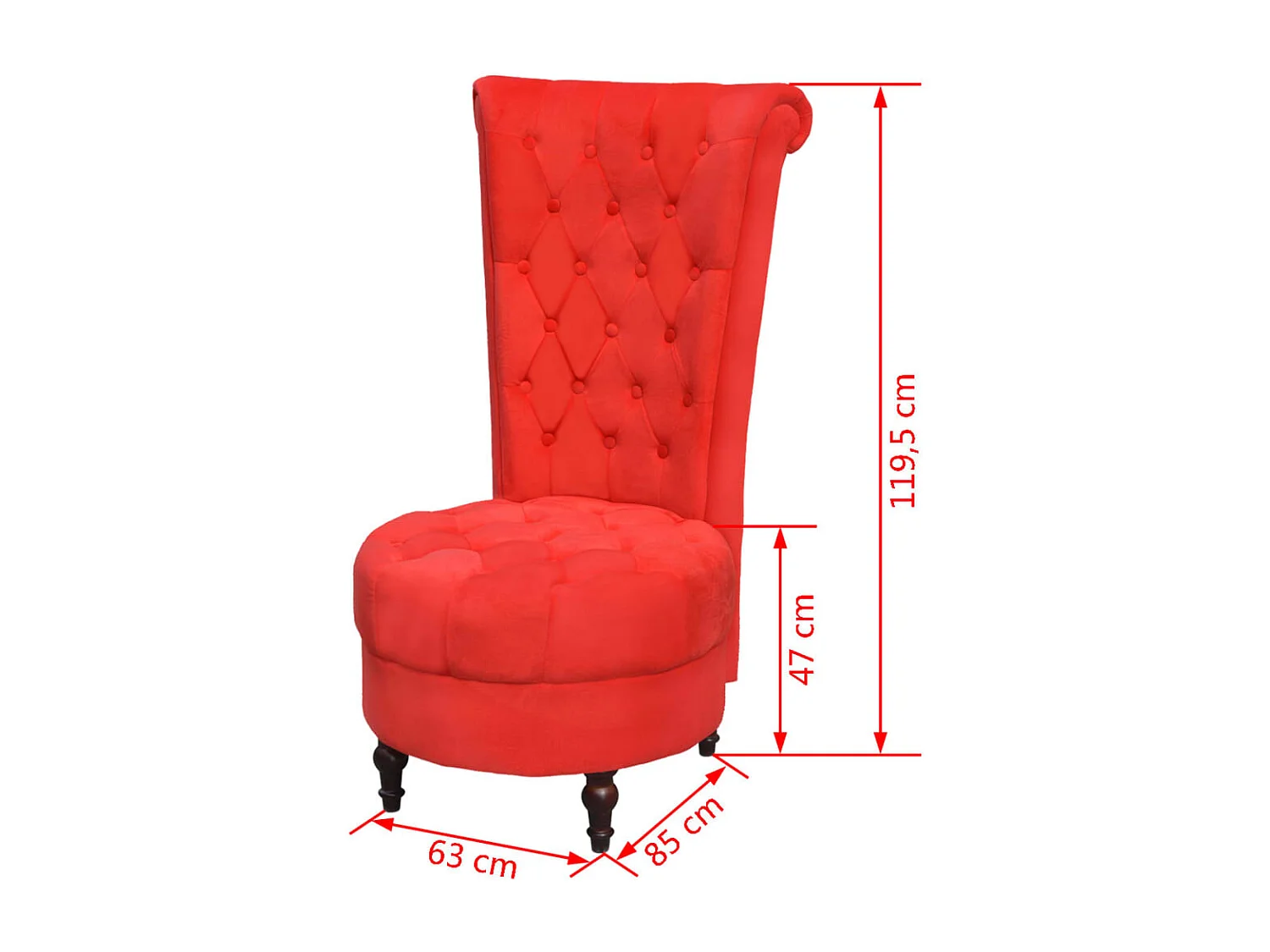 Chaise de canapé avec dossier haut rouge tissu