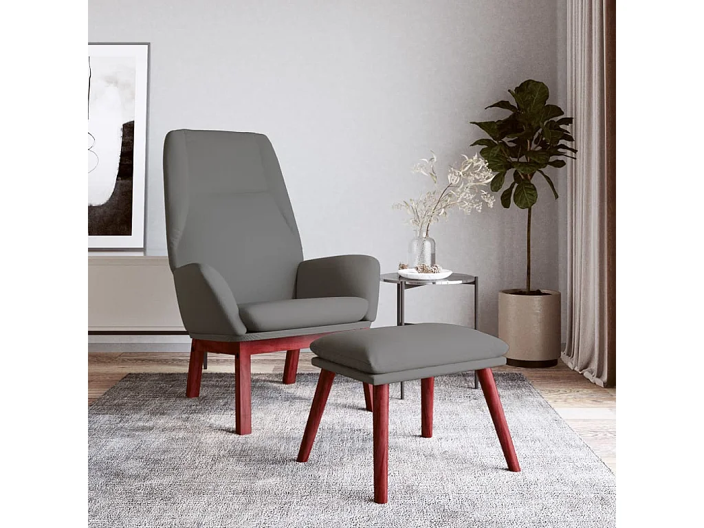 Chaise de relaxation avec repose-pied Gris clair Tissu