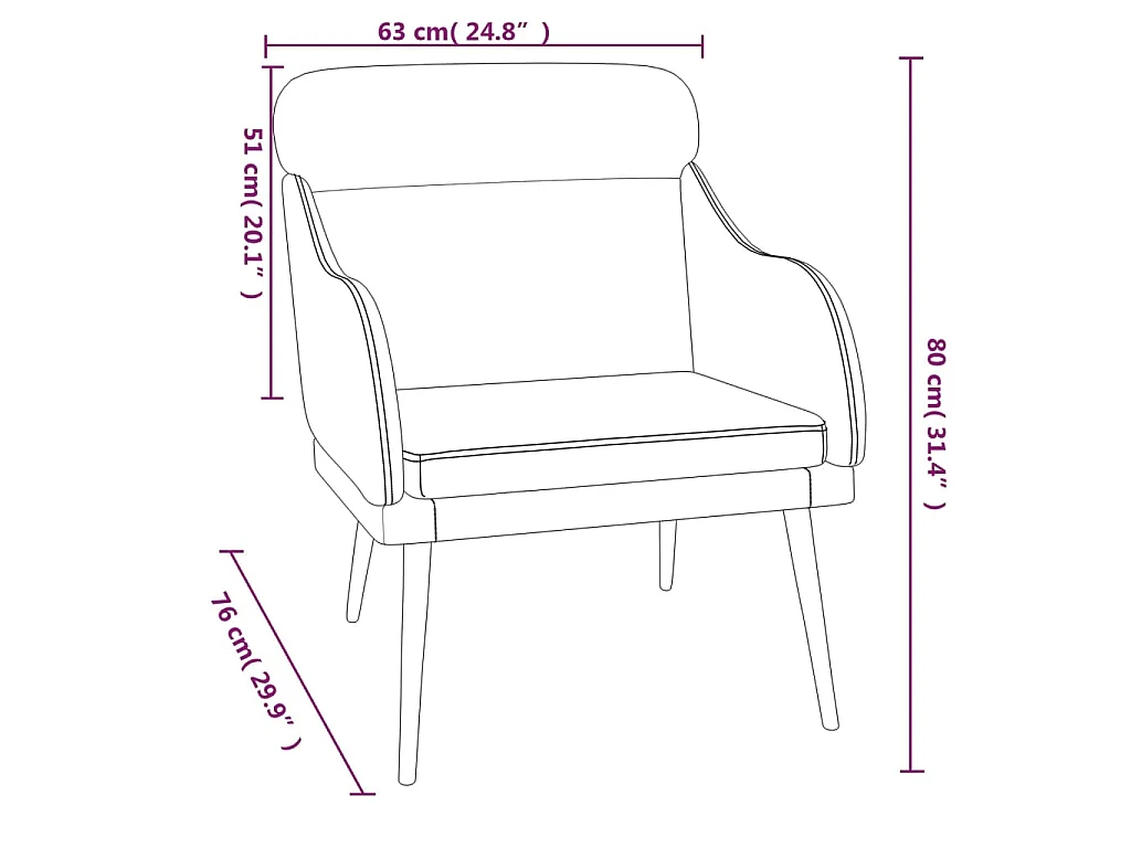 Fauteuil 63x76x80 cm fluweel bruin