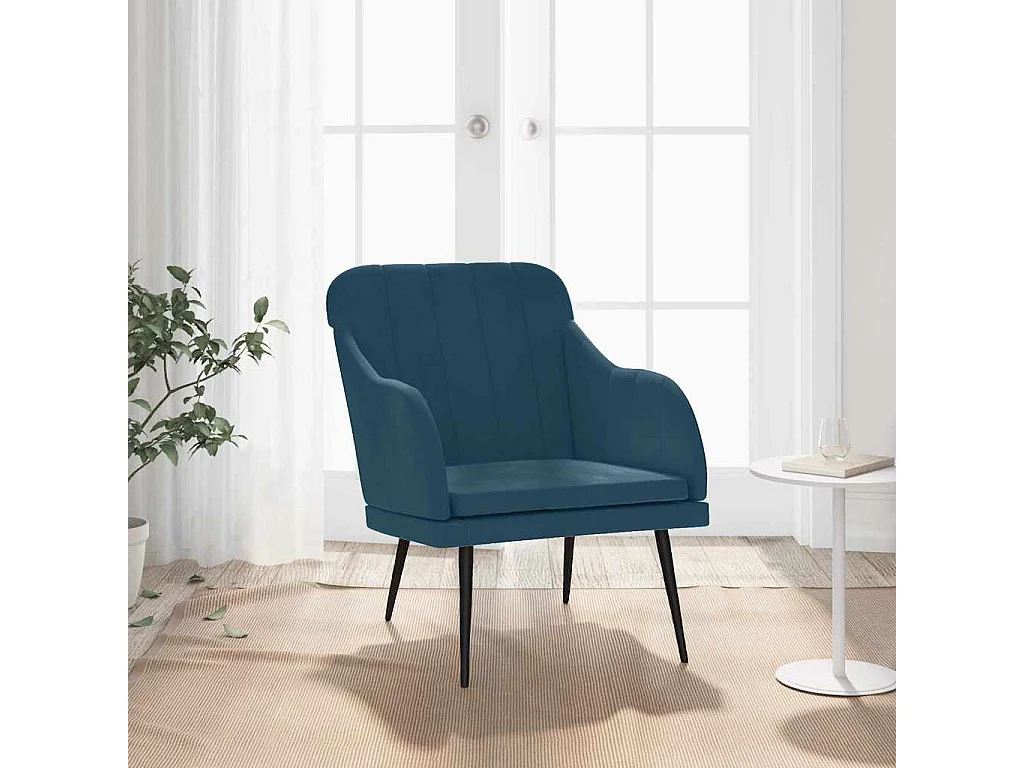 Fauteuil Bleu 63x76x80 cm Velours
