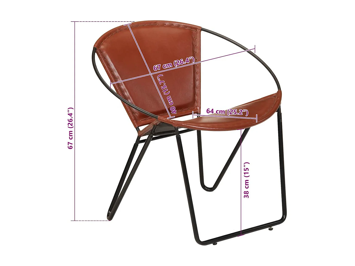 Chaise marron cuir véritable