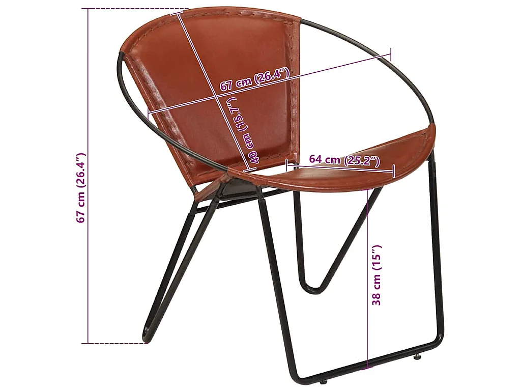 Chaise marron cuir véritable