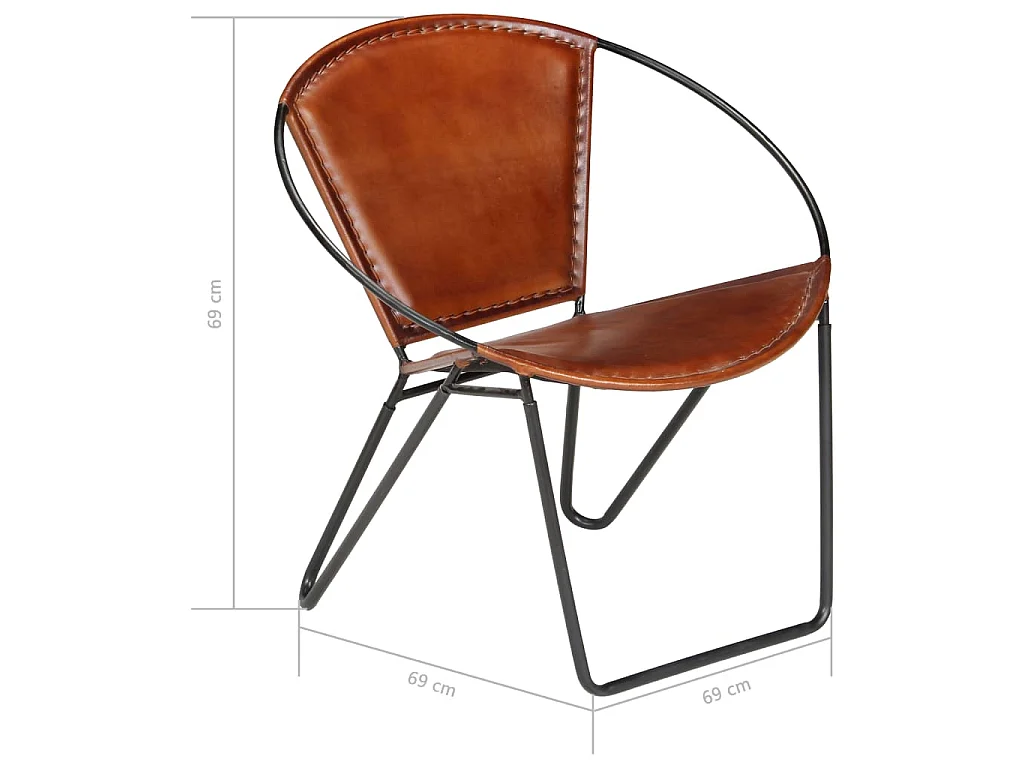 Chaise marron cuir véritable