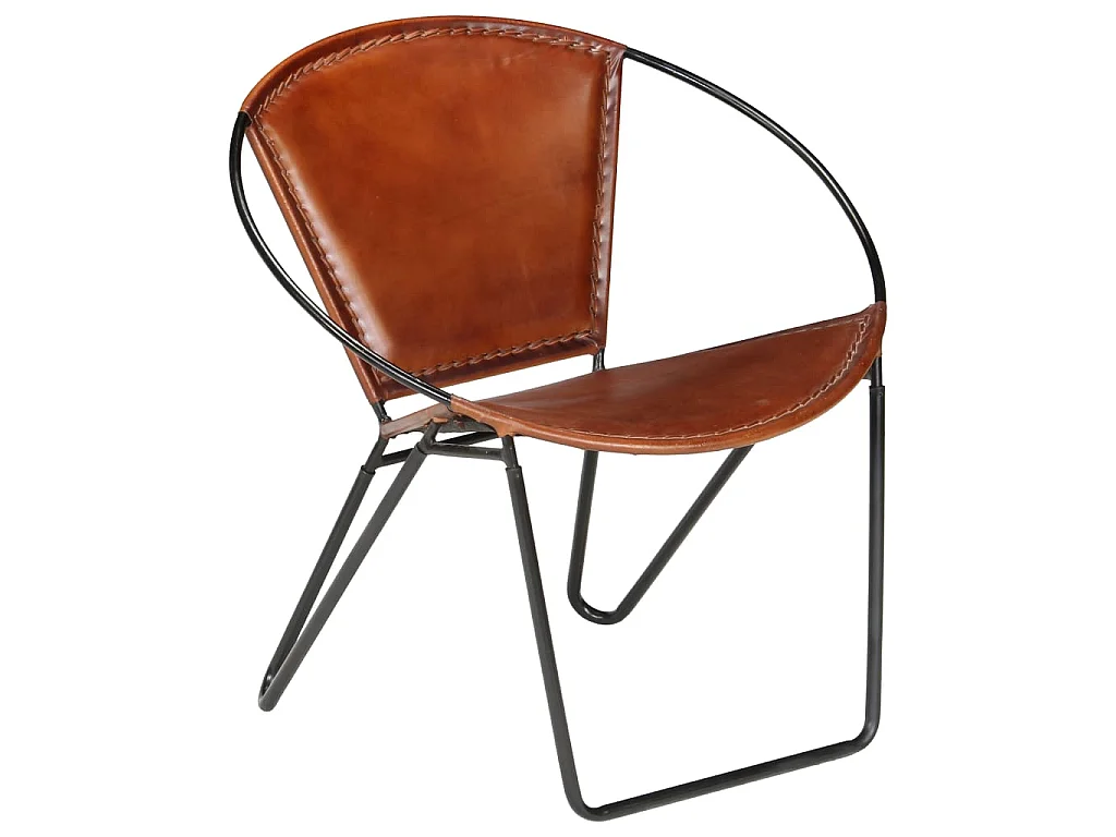 Chaise marron cuir véritable