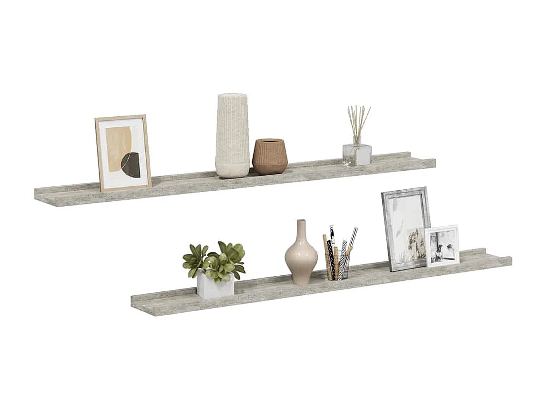 Wandschappen 2 st 100x9x3 cm betongrijs