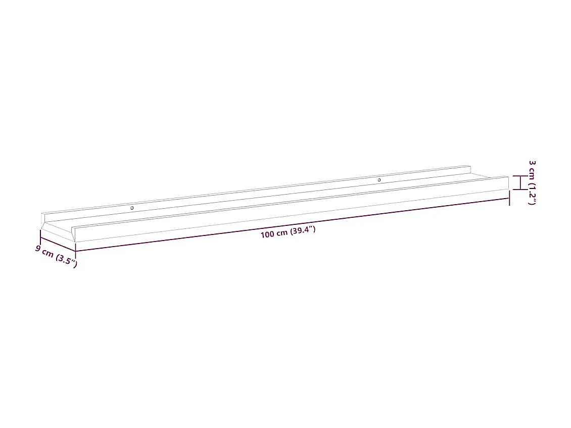 Wandschappen 2 st 100x9x3 cm betongrijs