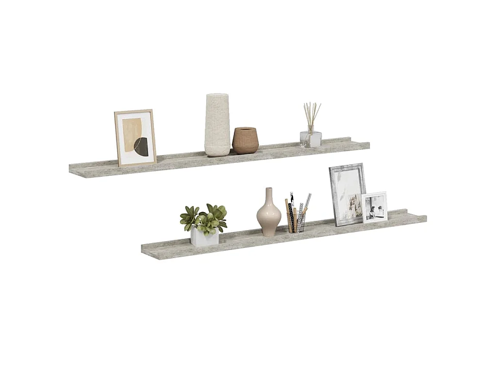 Mensole da Parete 2 pz Grigio Cemento 100x9x3 cm