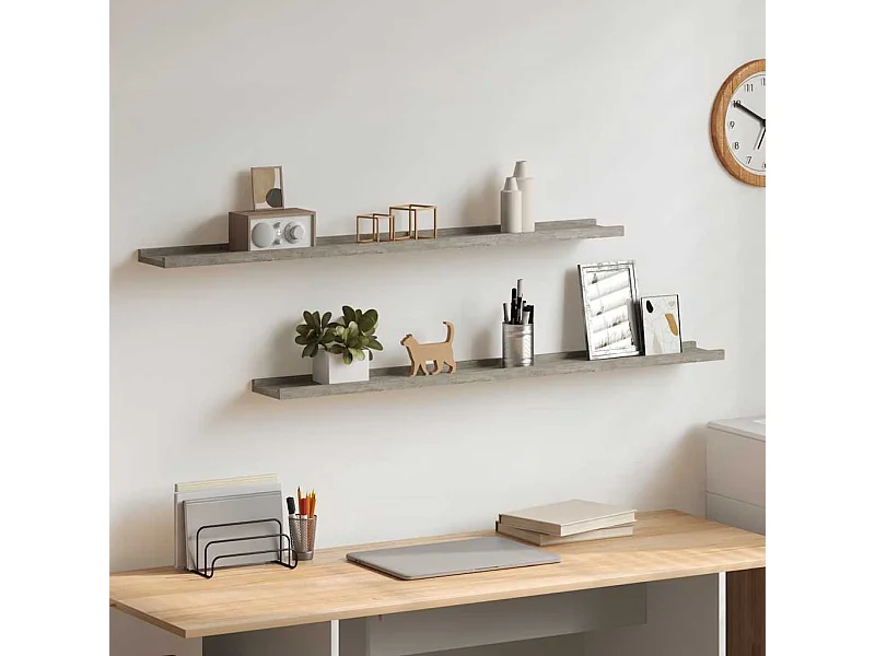 Mensole da Parete 2 pz Grigio Cemento 100x9x3 cm
