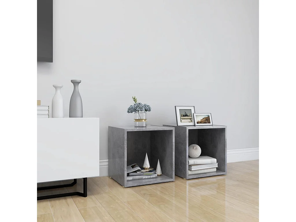 Mobili Porta TV 2pz Grigio Cemento 37x35x37cm Legno Multistrato