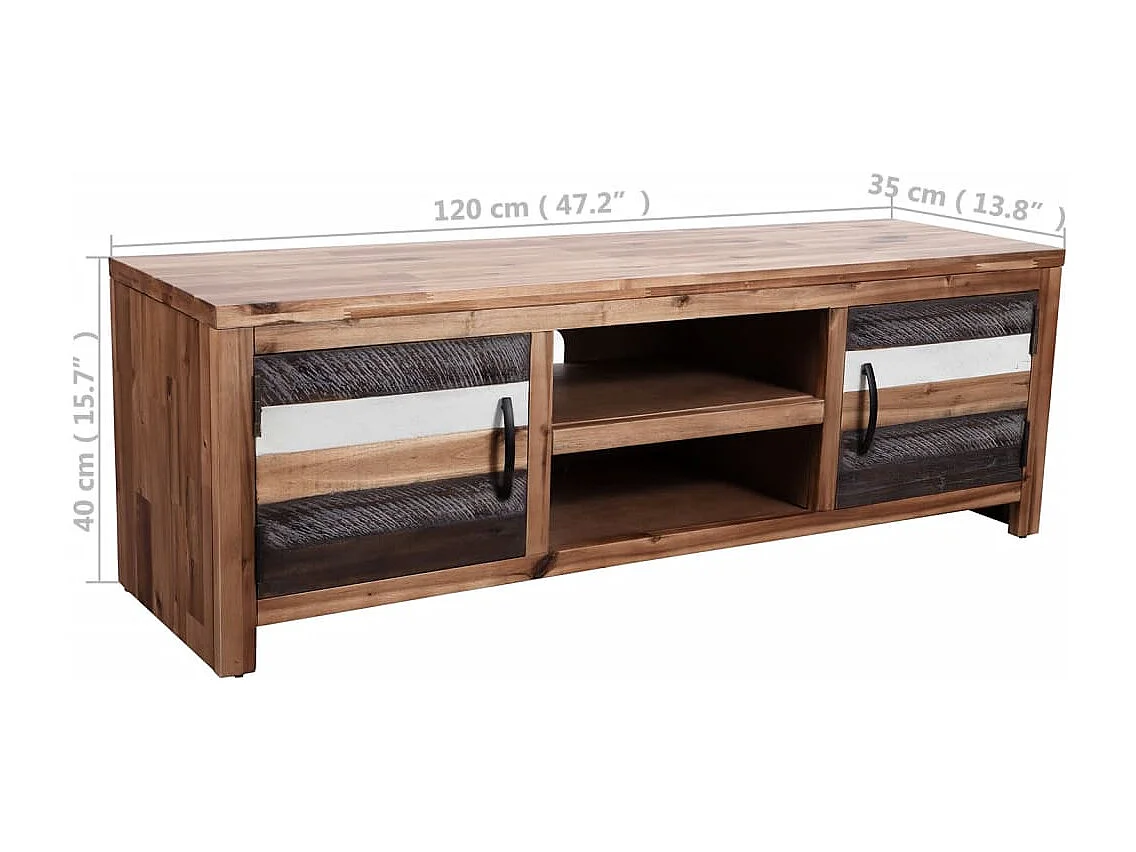 Móvel de TV em madeira de acácia maciça 120x35x45 cm